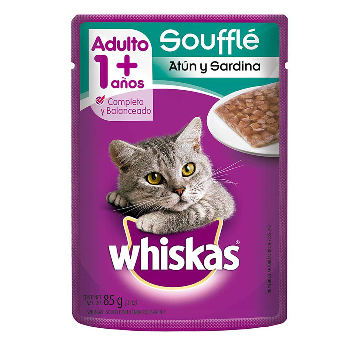 Sobres Whiskas Soufflé Atún Y Sardina 85 GRS