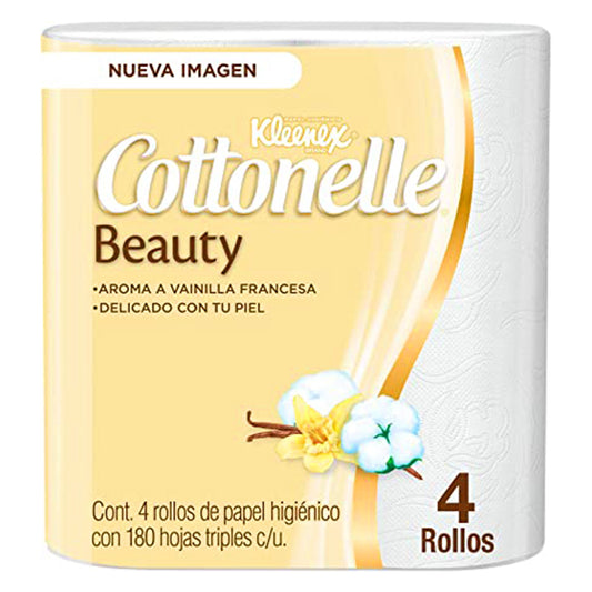 Papel Higiénico Kleenex Cottonelle Beauty 180 Hojas 4 PZS