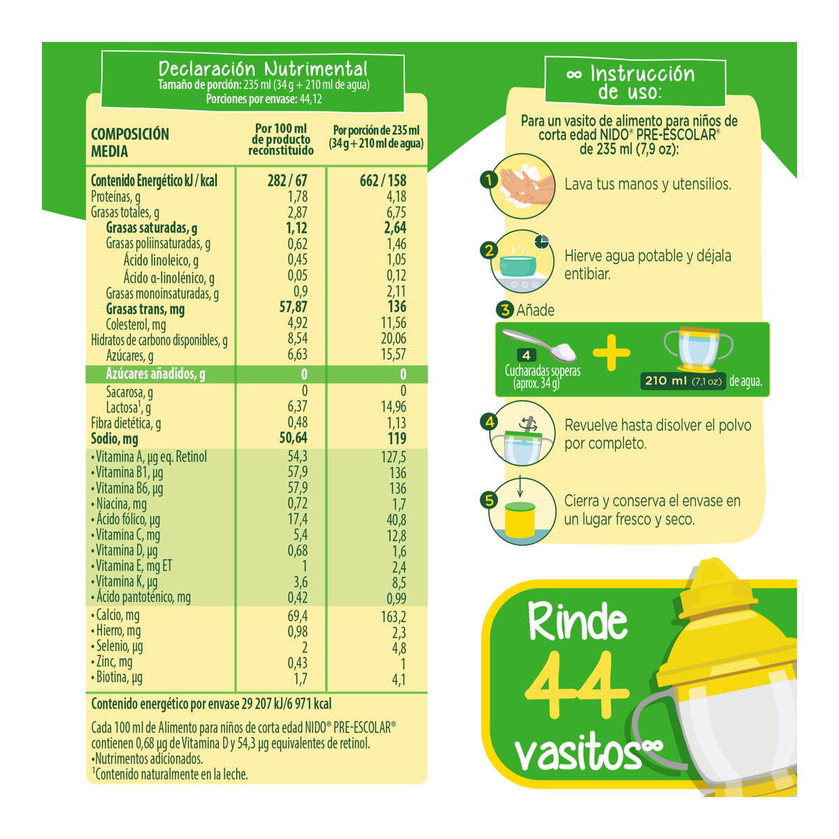 Alimento Para Niños de Corta Edad Nido Pre Escolar 2+ Lata 1.5kg